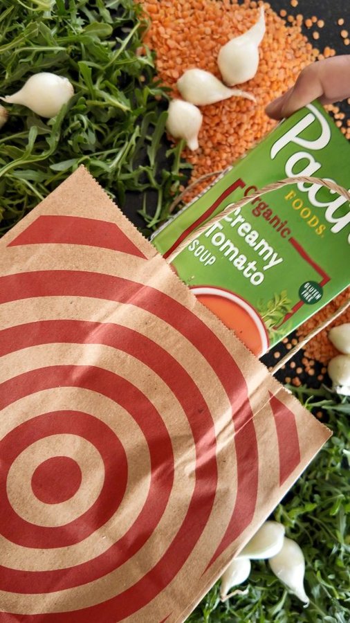 Instagram post by @cookingforlevi for Pacific Foods. Caption reads: [...] a Red lentil tomato soup made with....