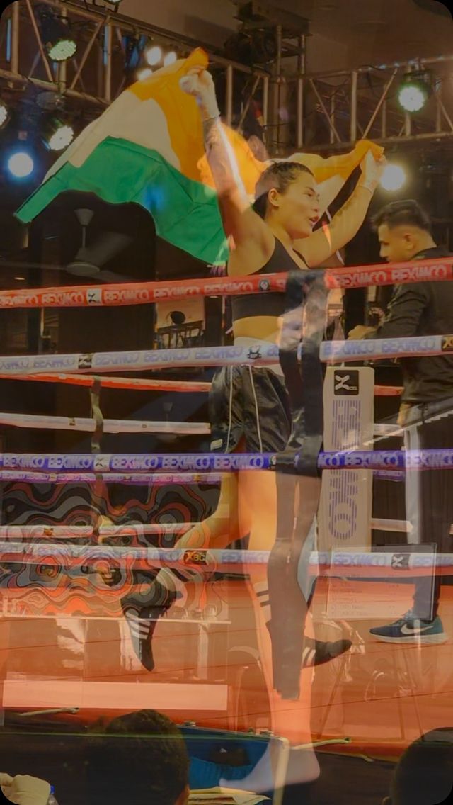 Instagram post by @roka_queenmma_official for Big Flex - Sports Nutrition. Caption reads: Fuel your fight with every scoop! 💥 I trust....