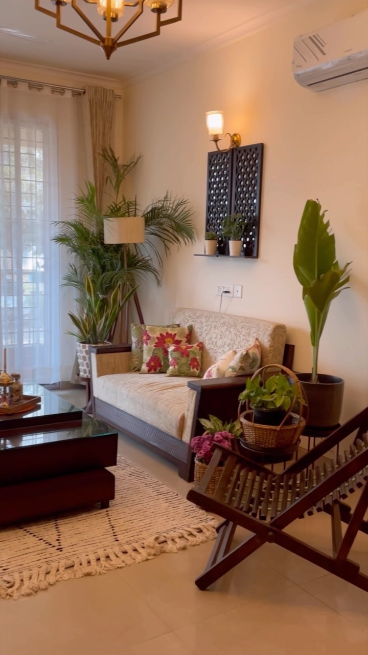 Instagram post by @ahomeofhappiness for Pepperfry.com. Caption reads: Embracing the soothing hues of summer at home.....