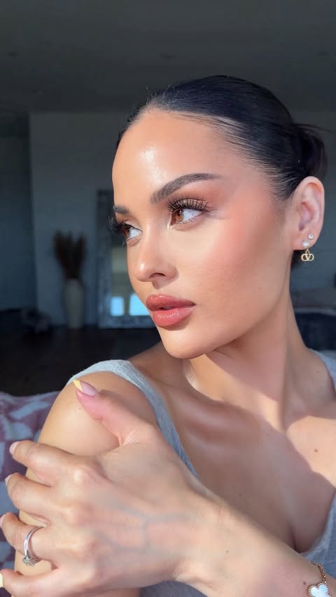 Instagram post by @christendominique for Beekman 1802. Caption reads: Loving the dewy glow from the @beekman1802 Milk....