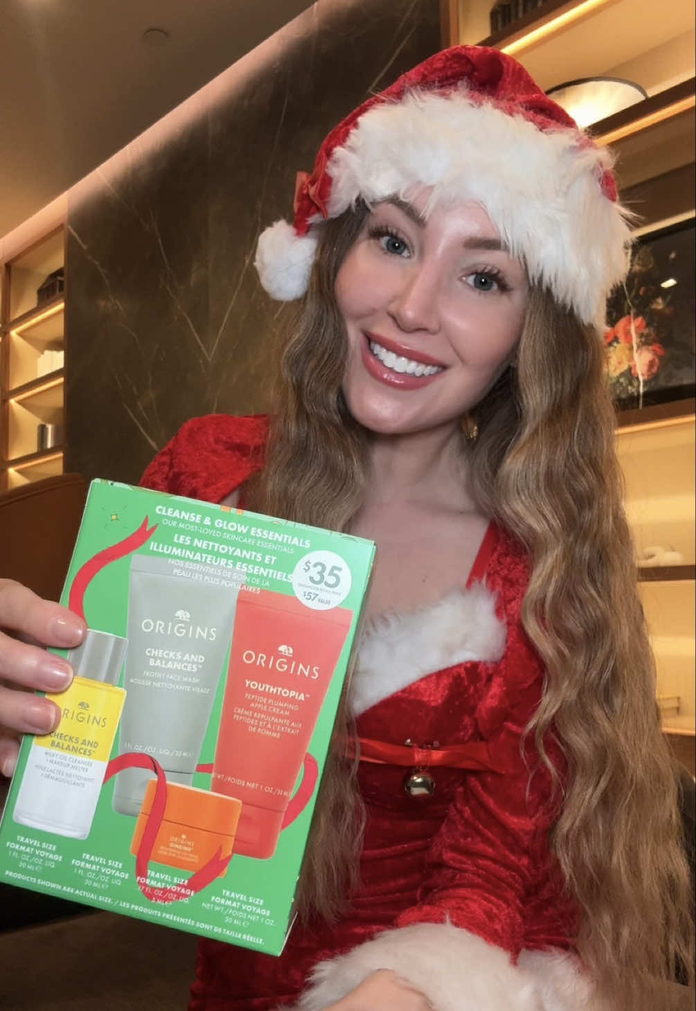 TikTok post by @jilliangottlieb for Origins. Caption reads: $35 Best-Seller Set on Origins.com ✨ @Origins....
