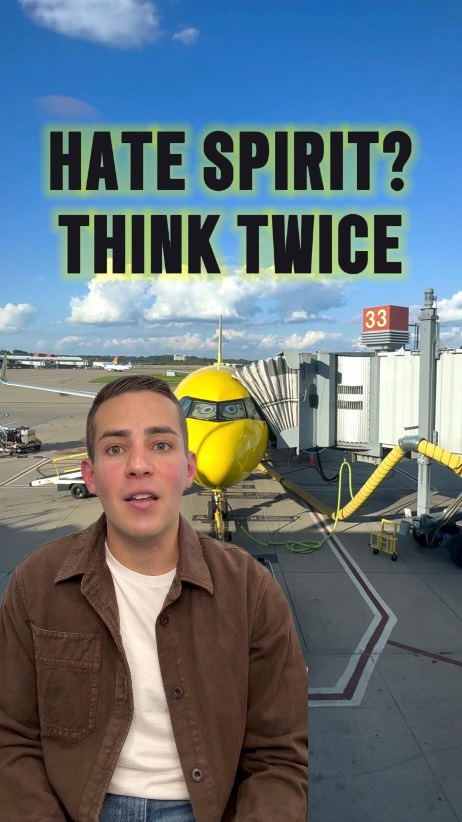 Instagram post by @_zachgriff for Spirit Airlines. Caption reads: The airline you never realized you needed 👆.