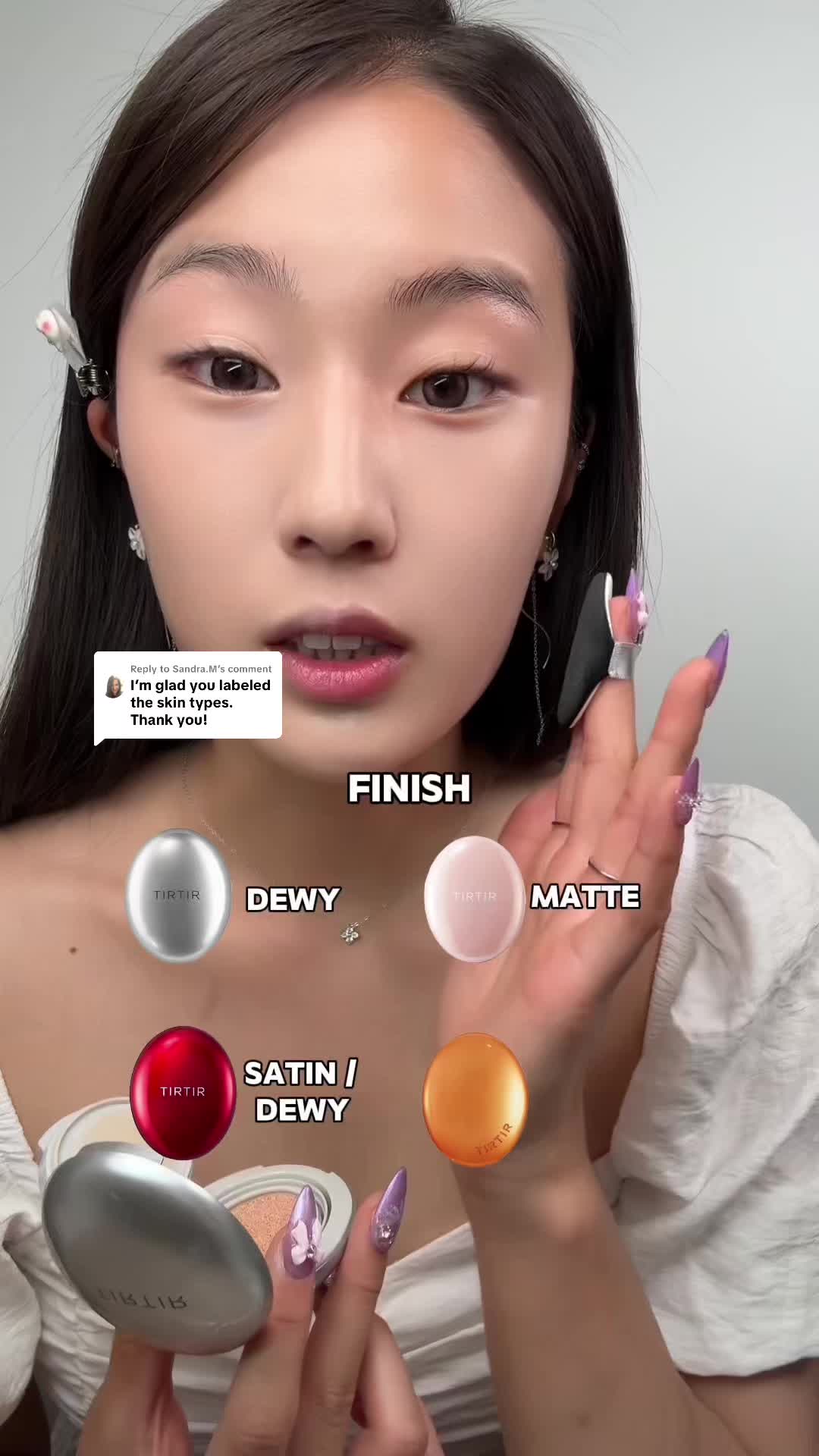 TikTok post by @yonny_yy for TIRTIR. Caption reads: [...] cushion foundation today! @TIRTIR Inc.....