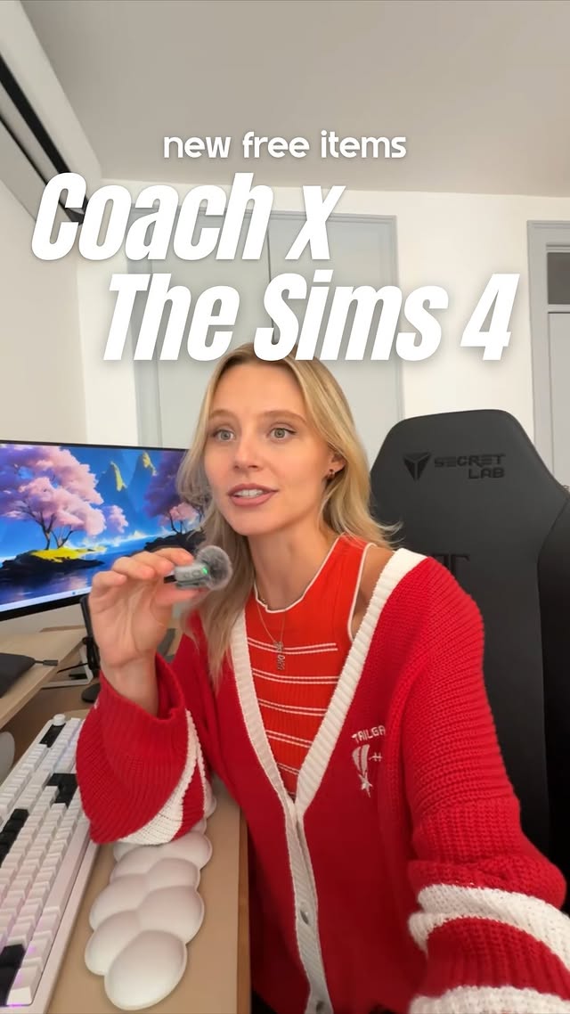 Instagram post by @hiemmanicole for The Sims. Caption reads: more free items from the Sims x Coach partnership,....