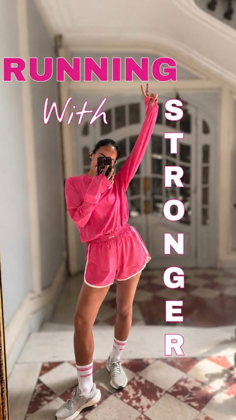 Instagram post by @karla_burgos for STRONGER. Caption reads: [...] okay! it’s TIME TO GO FOR A RUN with....