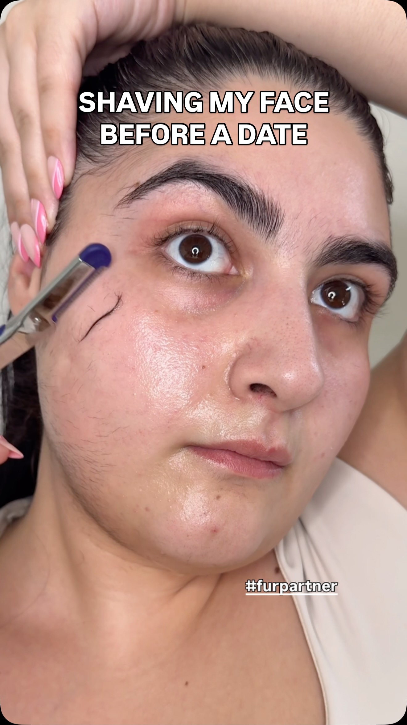 Instagram post by @glojaw for Fur You. Caption reads: Shaving my face before a date using @fur_you oil....