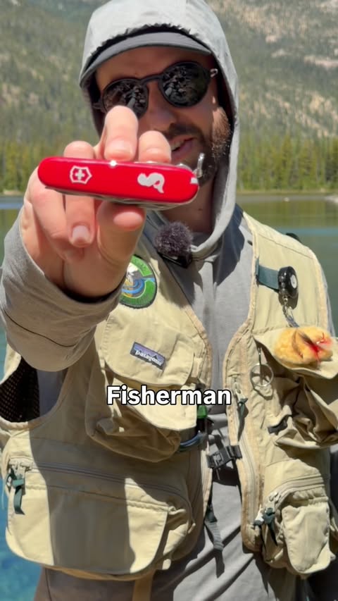Instagram post by @tyler_yezman for Victorinox. Caption reads: [...] I’m combining fishing and hiking, my....