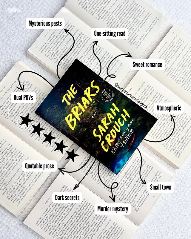 Instagram post by @suspenseisthrillingme for Atria Books. Caption reads: [...] @sarahcrouchauthor and #atriapartner....