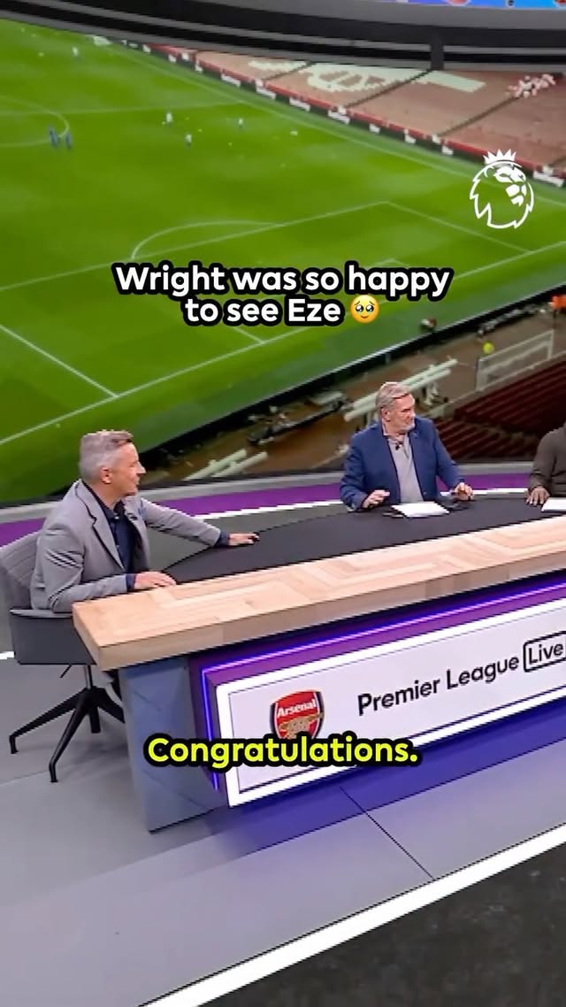 Instagram post by @wrightyofficial for Premier League. Caption reads: Wright ❤️ Eze.