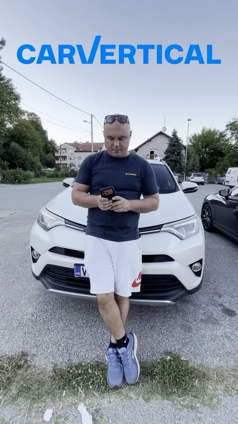 Instagram post by @milos_samardzija for CarVertical. Caption reads: Provjerio sam svoju Toyotu na CarVertical i ostao....