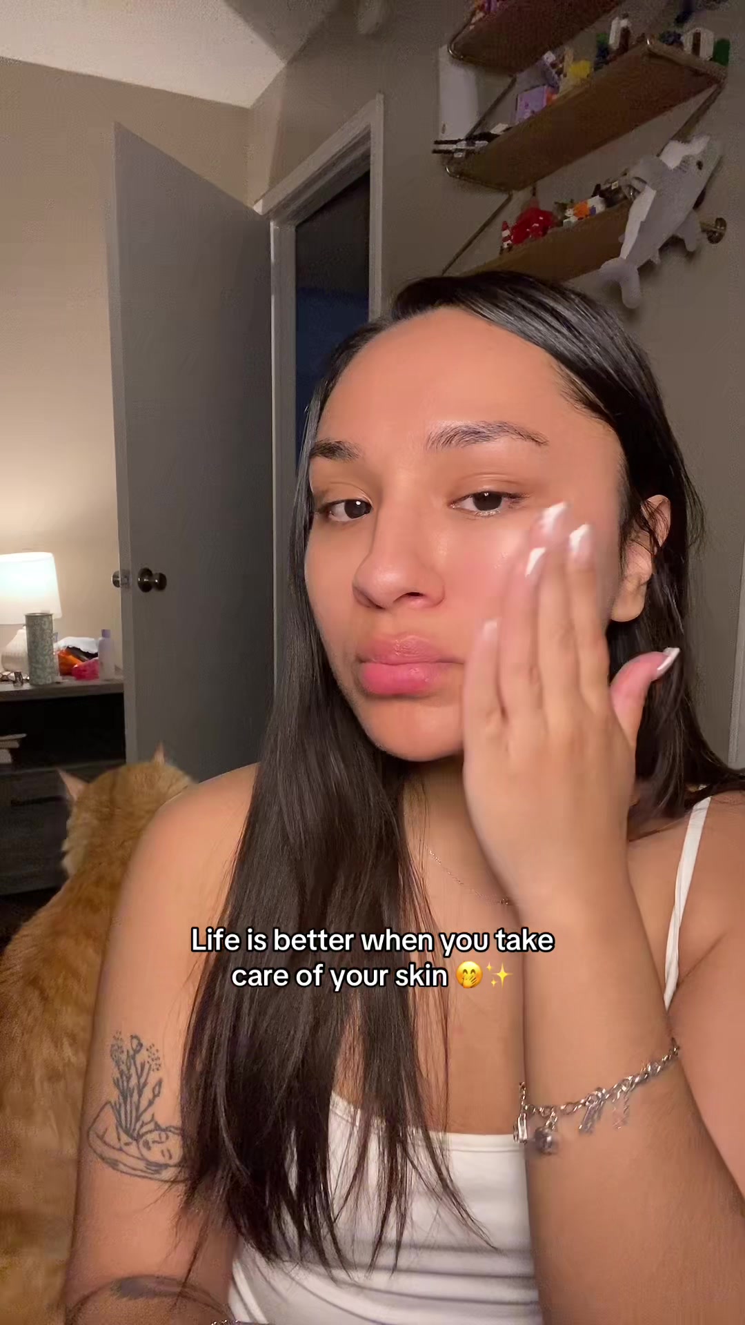 TikTok post by @lylawhyla for ANECOES. Caption reads: [...] #moisturizercream #skincare @ANECOES....