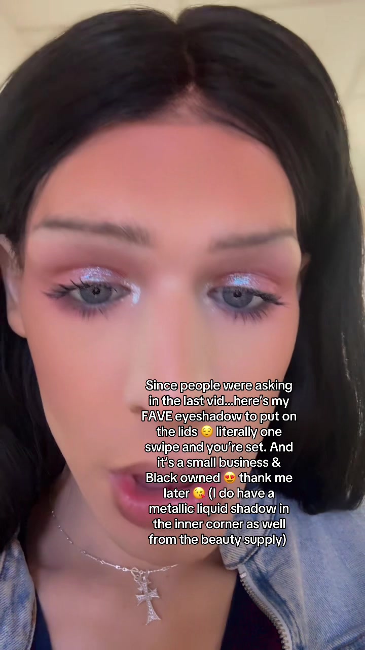 TikTok post by @jackythedolll for Adriana Nichole Cosmetics. Caption reads: [...] eyeshadow of all time 😌😍😋 @@Adriana....