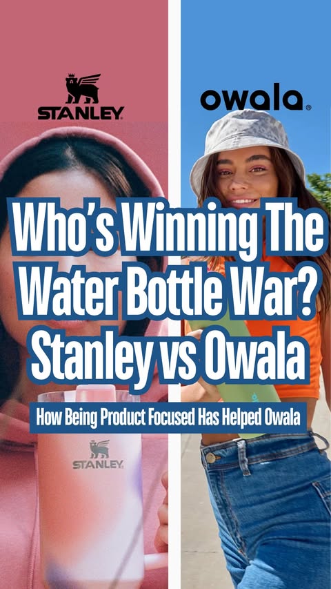 Instagram post by @thebrandblueprint_ for Stanley 1913. Caption reads: Who is winning the water bottle war?: Stanley vs....