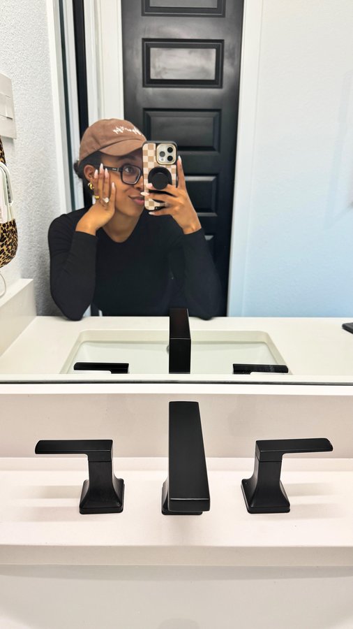 Instagram post by @kaylasimonehome for Delta Faucet. Caption reads: don’t walk, RUN to Home Depot for up to 15% off....