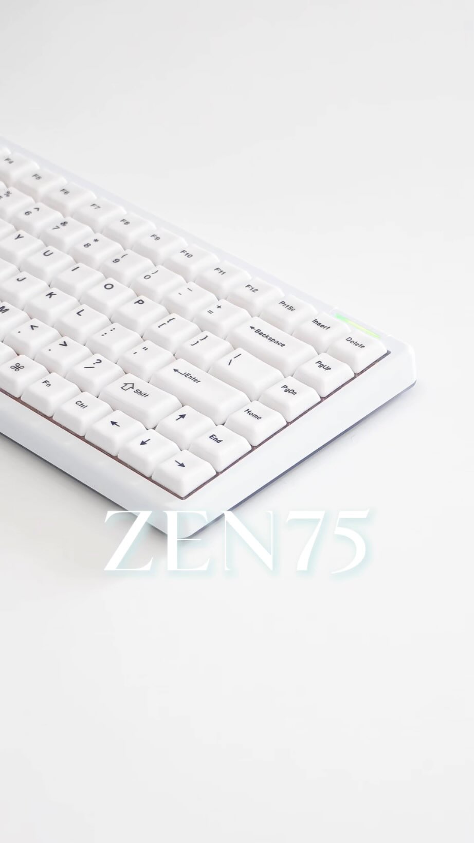 Instagram post by @keeb.nice for Cerakey. Caption reads: [...] with ceramic keycaps — the Zen75 by....