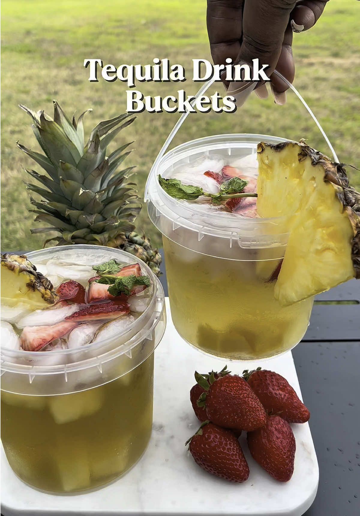 TikTok post by @lifewithrekina for Sprite. Caption reads: Top Shelf Tequila Drink Buckets🥳  2 oz Don Julio....