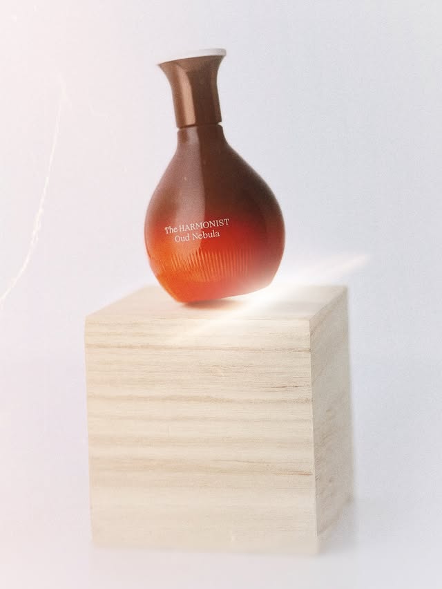 Instagram post by @dbxofrag for The Harmonist. Caption reads: AD| @theharmonist Oud Nebula I hope everyone is....