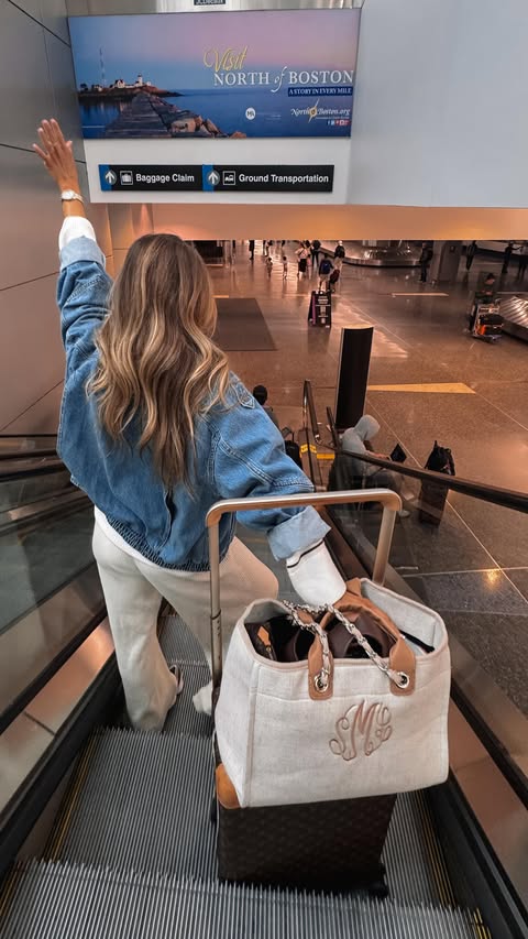 Instagram post by @shealeighmills for Touchland. Caption reads: all the travel must haves!! 🛫🫶🏼🧁 five things i....