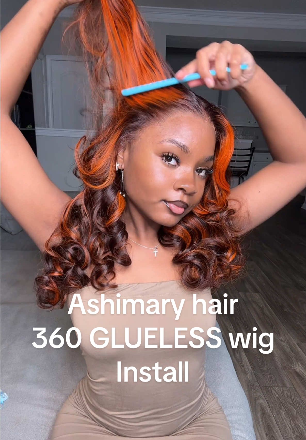 TikTok post by @pristinaspurpose for Ashimary Hair. Caption reads: This is the PREFECT colored wig😍 I’m in love!....