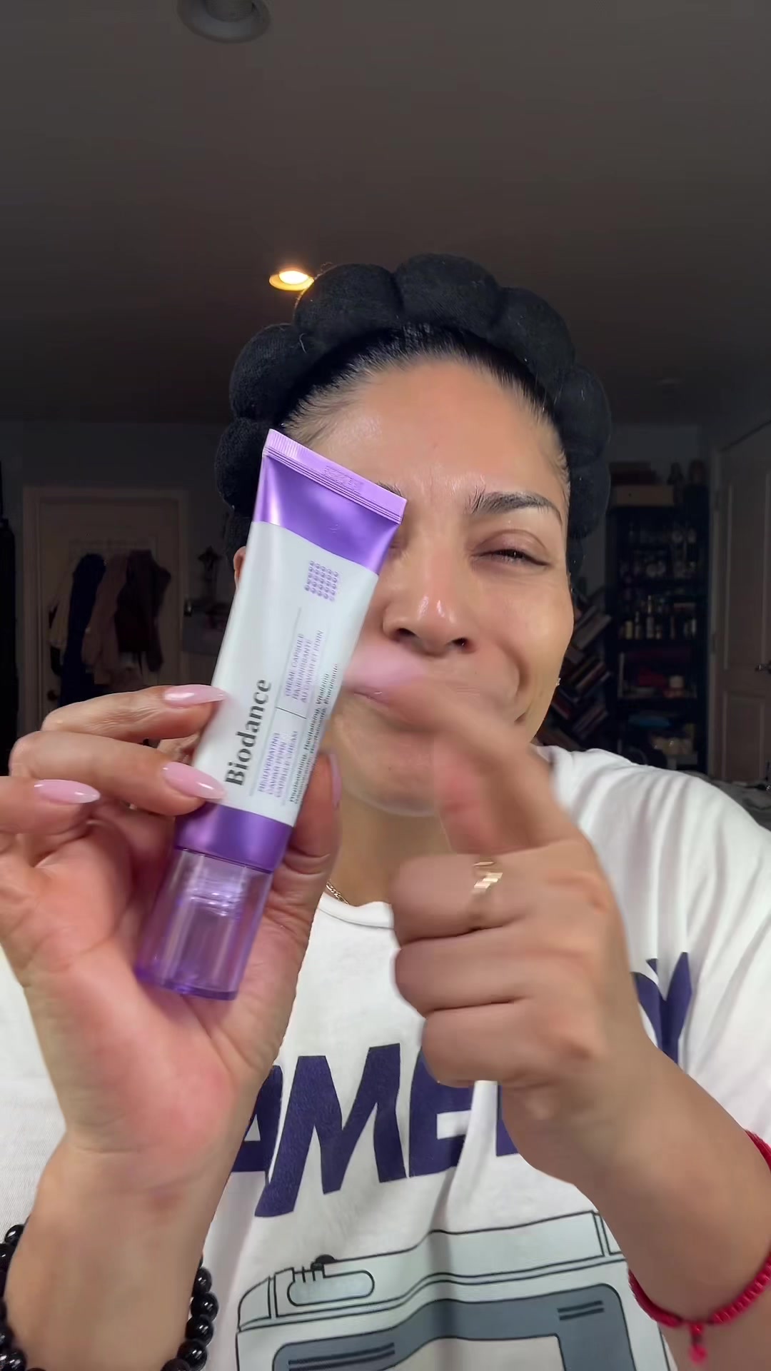 TikTok post by an influencer for Biodance Store US. Caption reads: [...] to refine wrinkles @Biodance Store US....