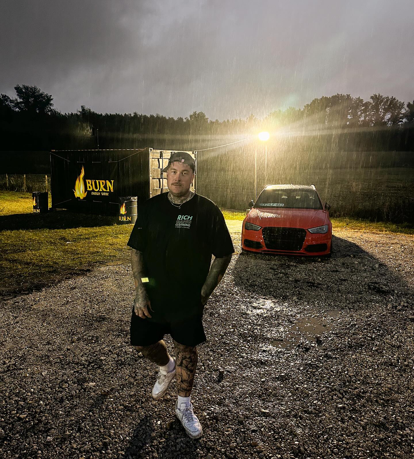 Instagram post by @real_richardpoleczki for Burn Energy Drink. Caption reads: mindig van egy terv, egy vizio amit szeretnek! Az....