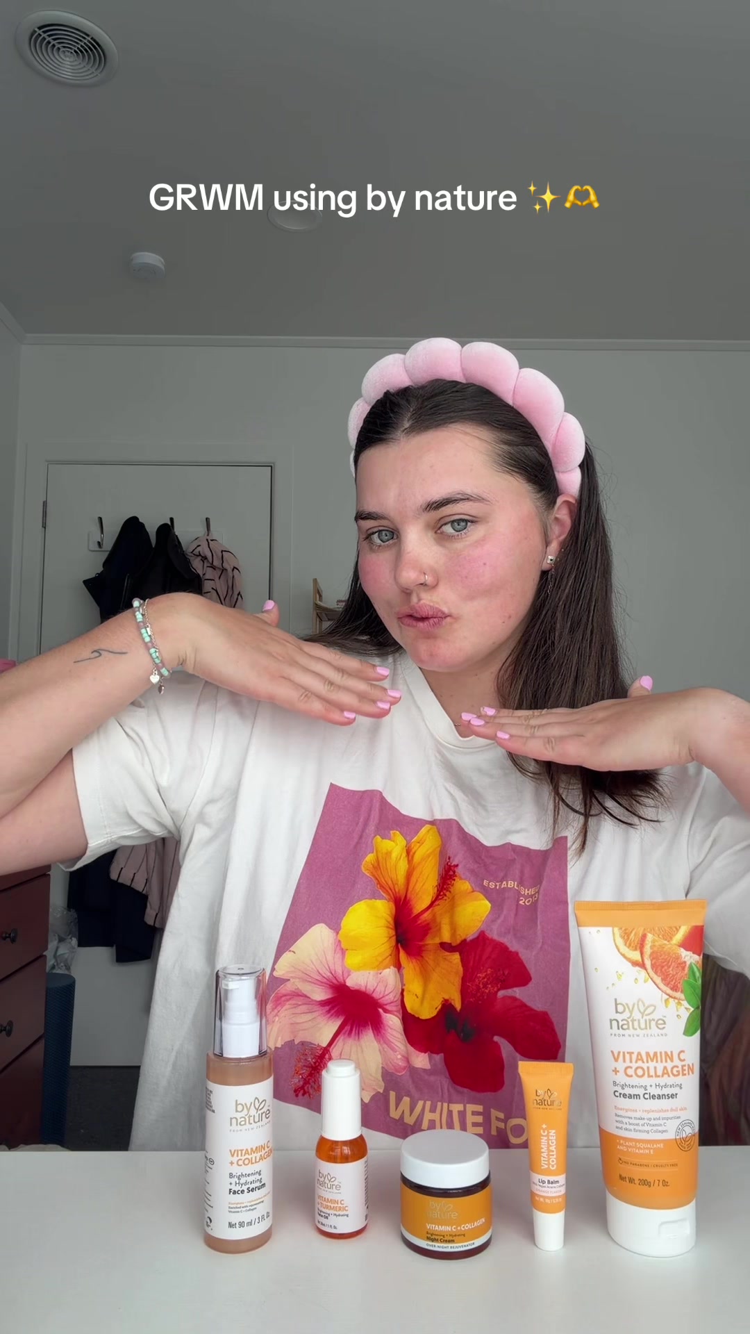 TikTok post by @sarahjjean for bynatureskincare. Caption reads: Bright and revitalised with @bynatureskincare....
