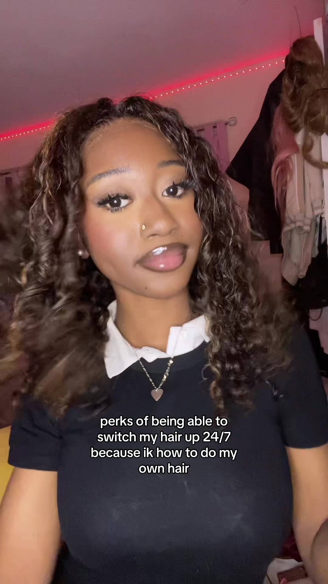 TikTok post by @sw33t_heartz for Wavymy Hair. Caption reads: curly wigs eat everytime😍😍@Wavymyhair Store....