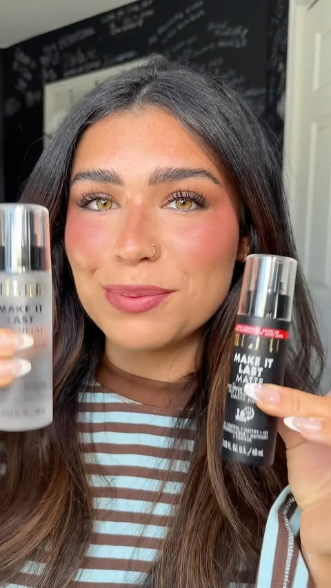 Instagram post by @gabbyylano for Milani Cosmetics. Caption reads: [...] with a whole new makeup routine 😂....