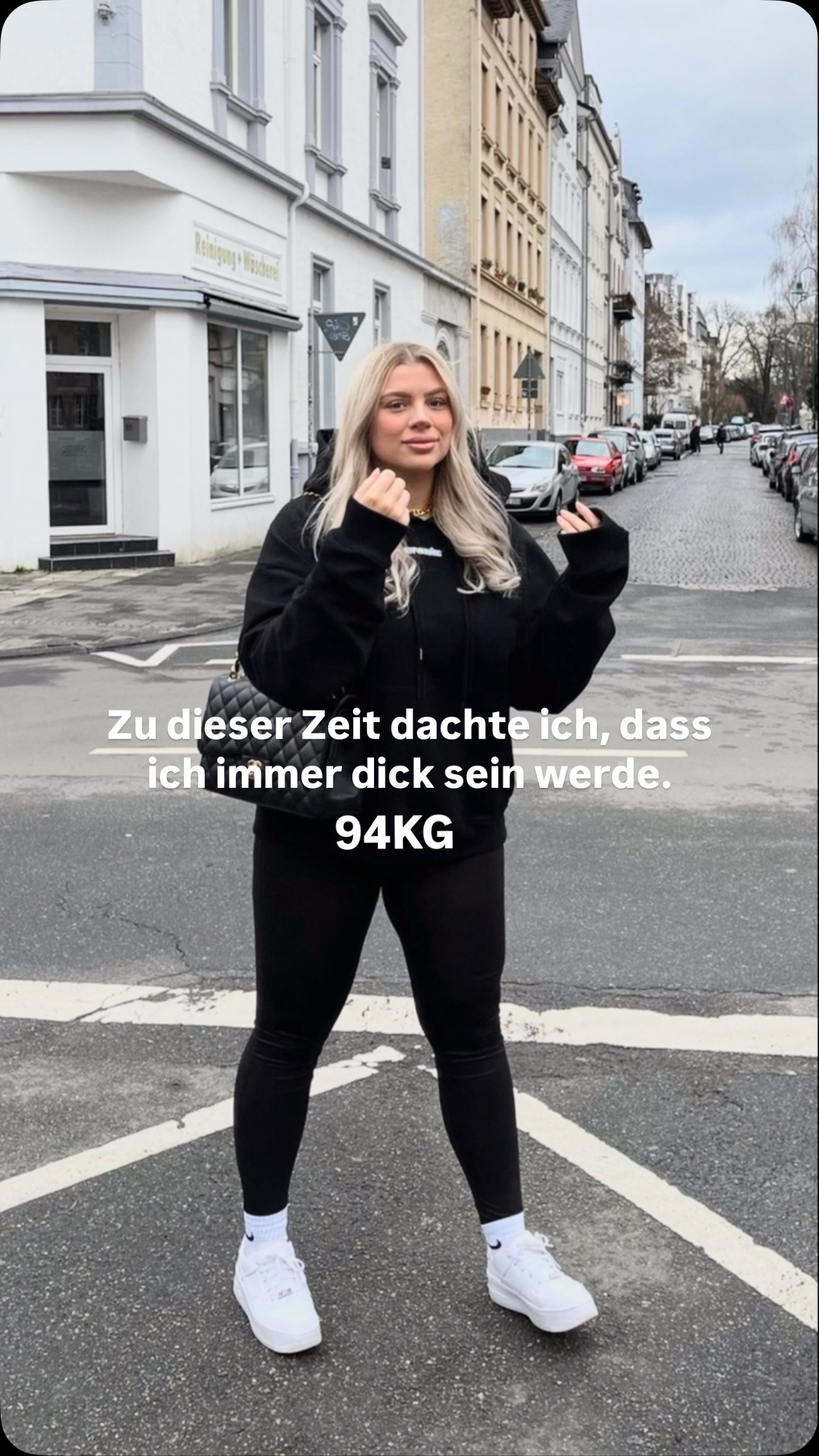 Instagram post by @leoniepaula for Shape Republic. Caption reads: Anzeige | Das kostet mich sooo viel Überwindung....