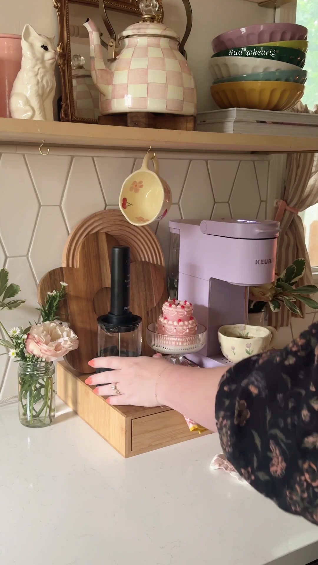 TikTok post by @emilywelchstyle for Keurig. Caption reads: #ad ☕️how many coffees is too many coffees? I’ve....