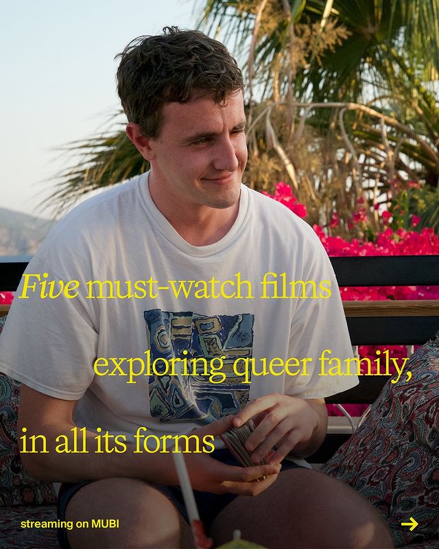 Instagram post by @mubiuk for GAY TIMES. Caption reads: [...] access to MUBI today with an exclusive GAY....