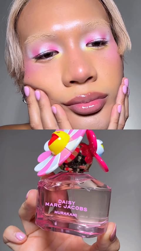 Instagram post by @imonaugust for Marc Jacobs Fragrances. Caption reads: ad @marcjacobsfragrances Daisy Murakami collection....