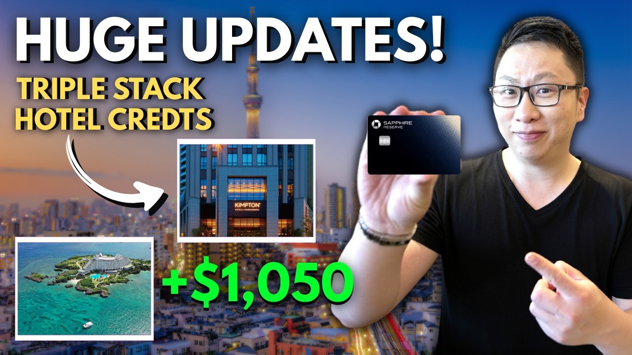 YouTube post by @AskSebby for Moomoo. Caption reads: HUGE Updates! NEW Chase Sapphire Reserve Hotel....