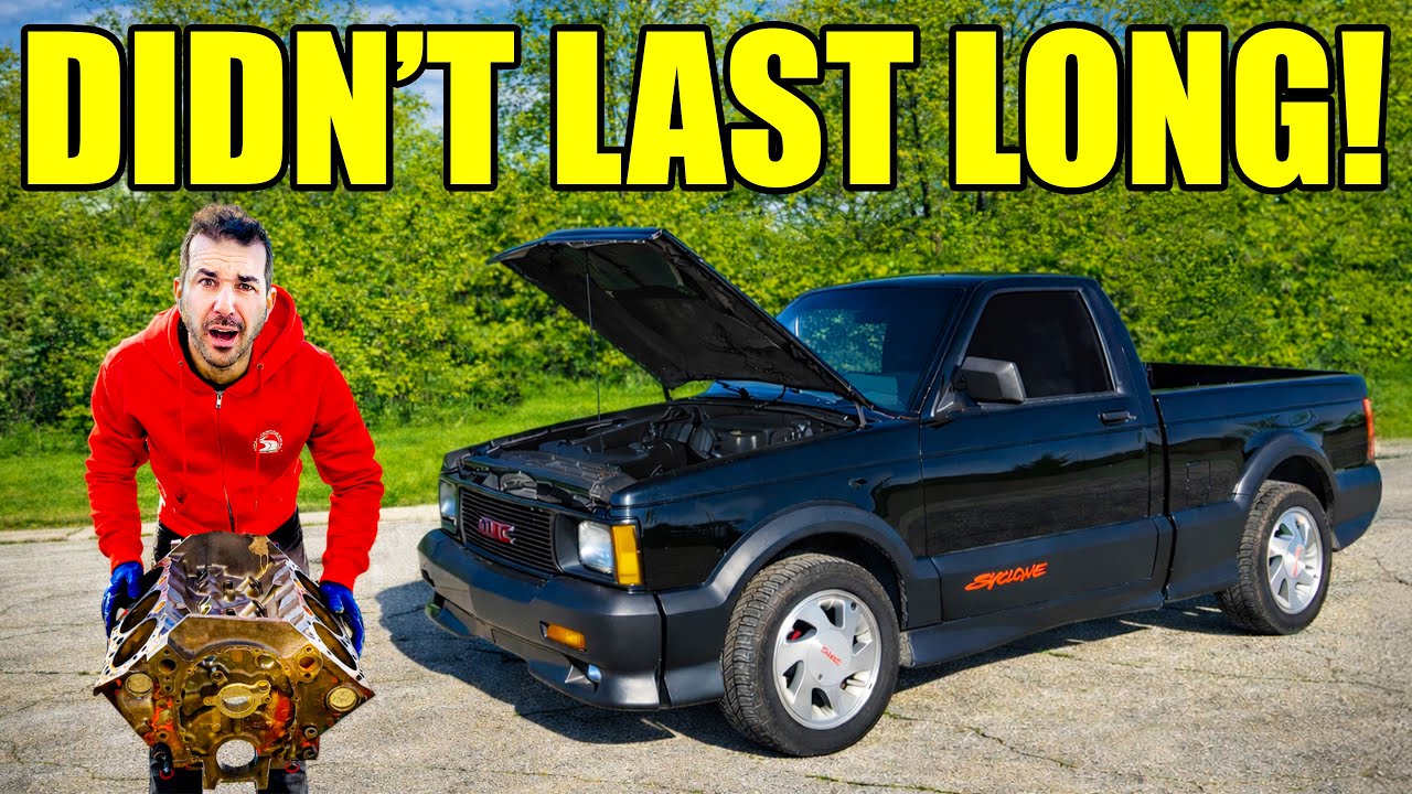 YouTube post by @LegitStreetCars for AMSOIL INC. Caption reads: Trying To Fix MY GMC SyClone Engine Turned Into A....