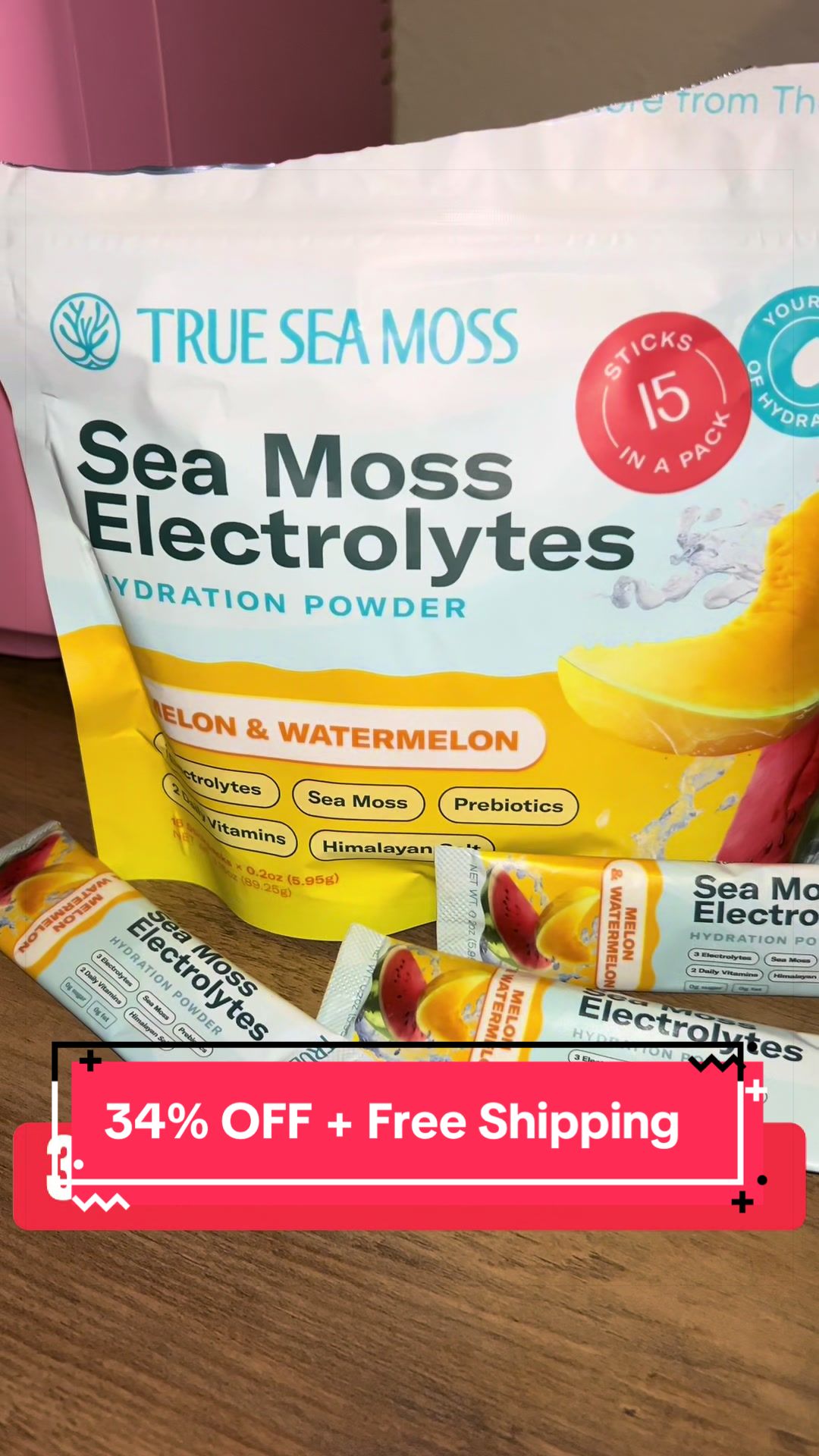 TikTok post by @hermajesty329 for SuperOrdinary. Caption reads: [...] #Electrolytes #Hydration #SeaMoss....