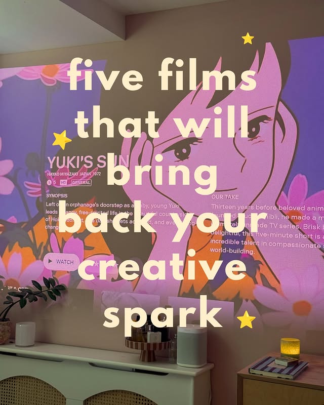 Instagram post by @stephkaluza for MUBI. Caption reads: [...] creative spark ⭐️ stream these movies on....