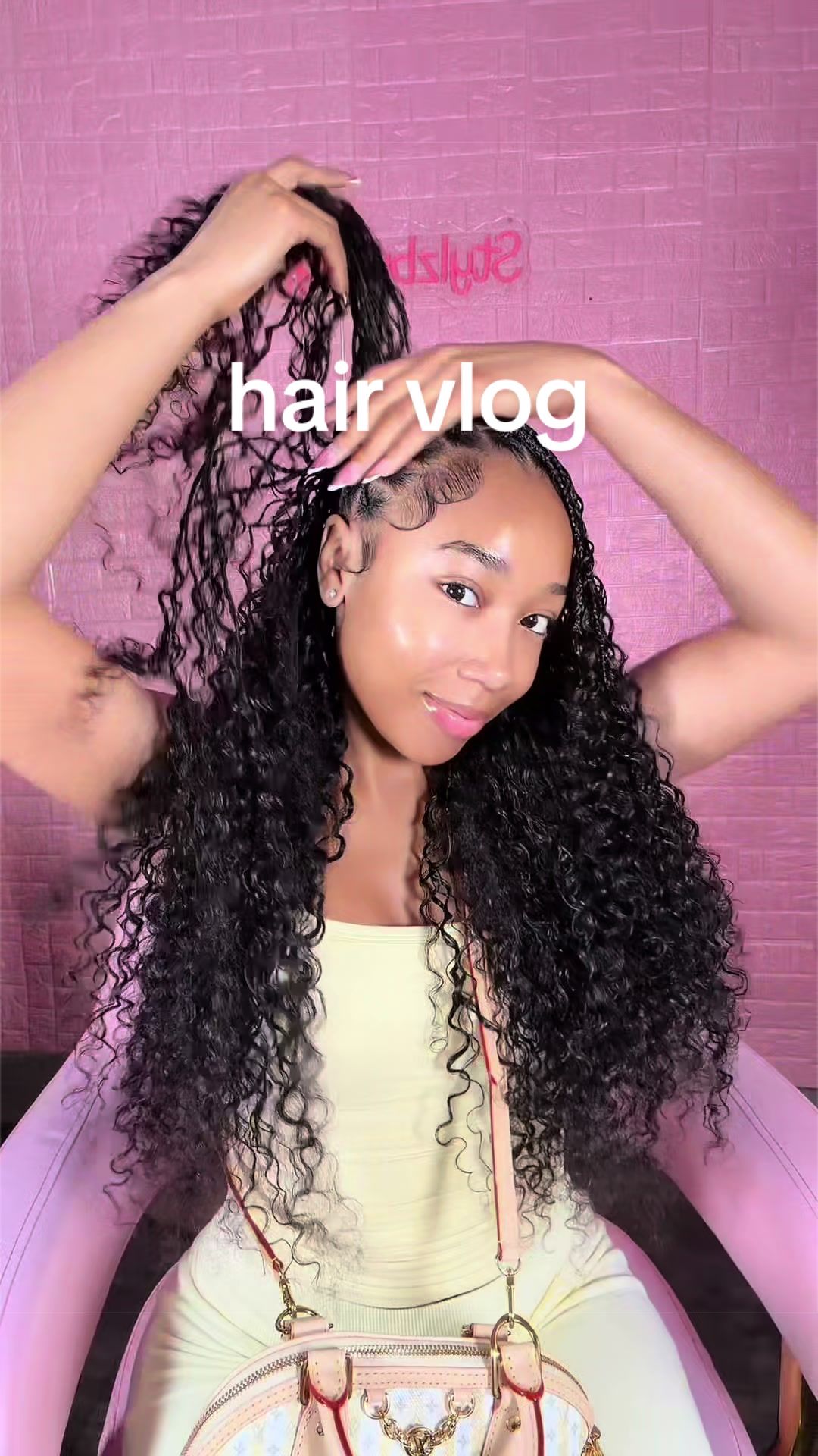 TikTok post by @niylanicoleee for AshineHair. Caption reads: back to college hair vlog 🎀 ✏️ using @AshineHair....