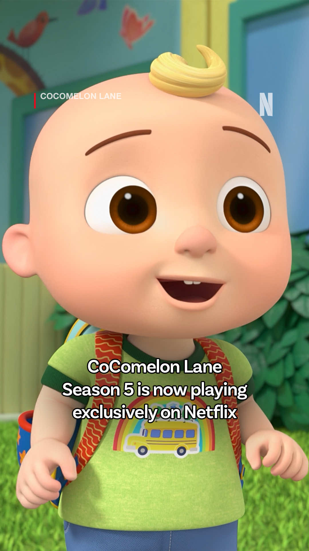 TikTok post by @cocomelon for Netflix Family. Caption reads: JJ & friends are back, and they're ready to talk....