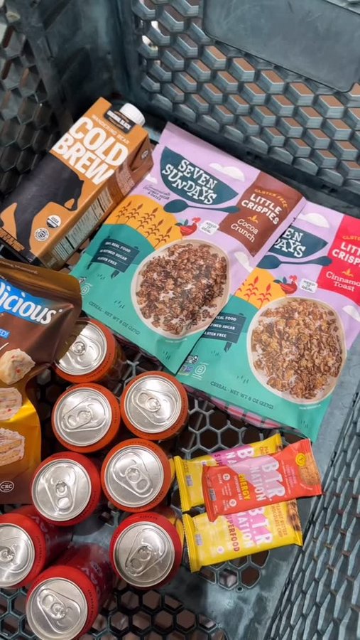 Instagram post by @littlebitsof_realfood for Seven Sundays. Caption reads: Whole Foods hauls are always the most fun!! #ad....