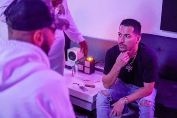 Instagram post by @iamdjefx for the product. Caption reads: Chopping it up with the gang @kevnovitch....