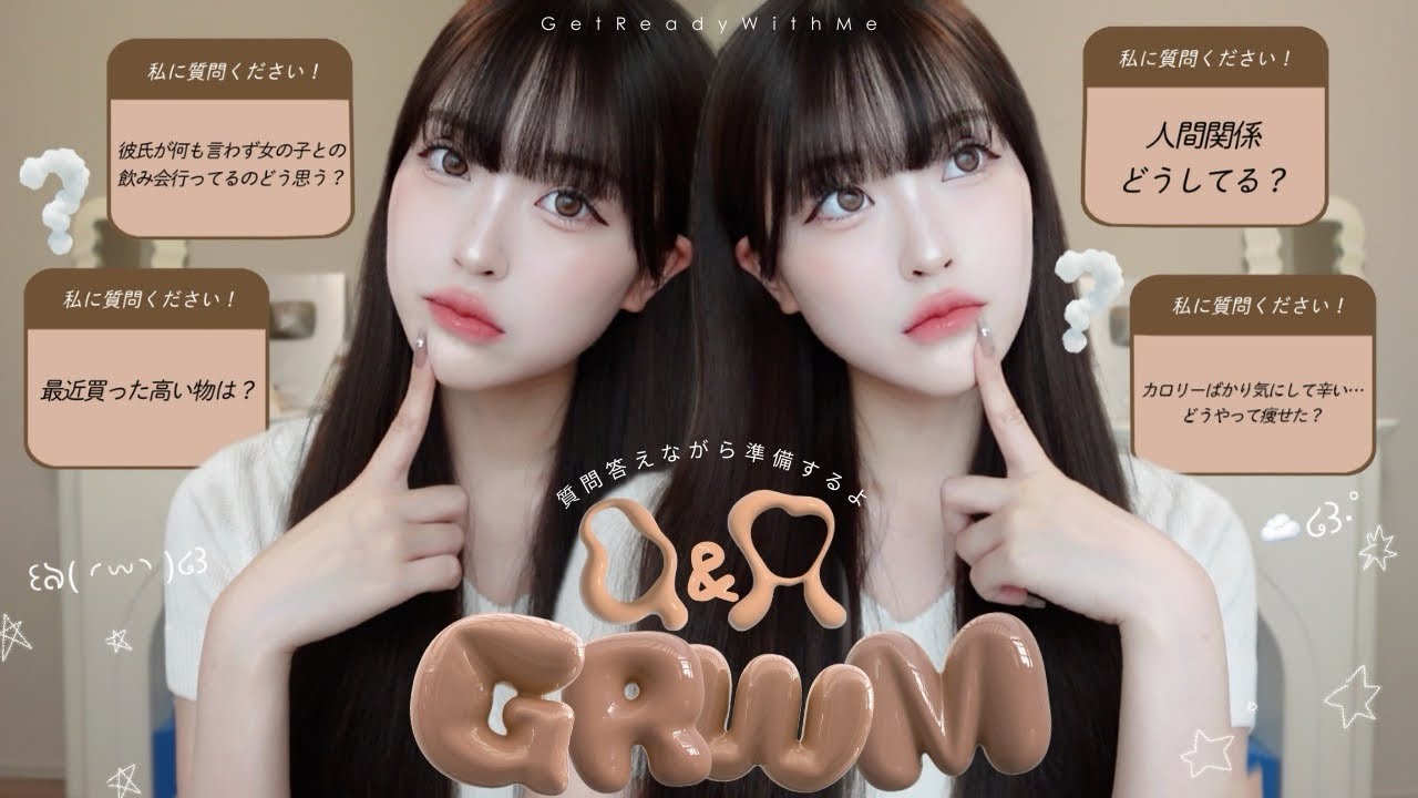 YouTube post by @kappa_channel_ for Qoo10. Caption reads: [GRWM] Today I prepared while answering questions....