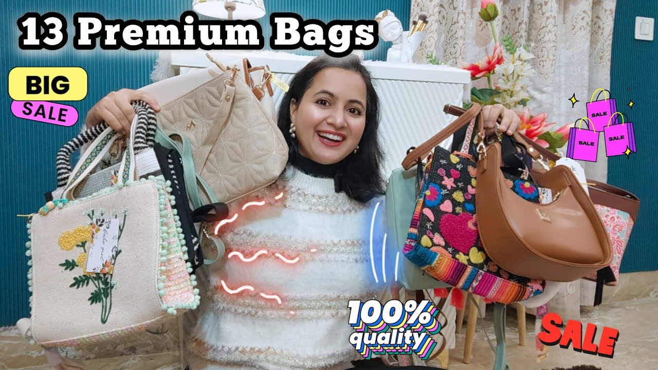 YouTube post by @neemascorner for Wishlink. Caption reads: 13 PREMIUM Bags Review 💕 | Perfect Office Bags &....