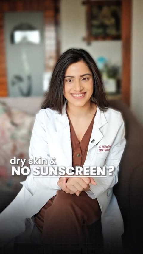Instagram post by @dr.richa.negi for Dr Sheths. Caption reads: COMMENT ‘LINK’ Skipping sunscreen on a dry skin is....