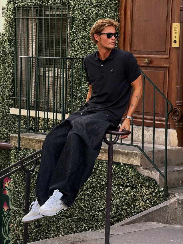 Instagram post by @adrien.aucouturier for Lacoste. Caption reads: step into it, Lacoste Slam Break @lacoste x....