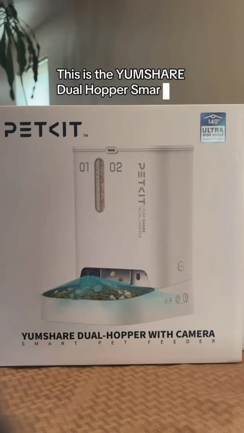 Instagram post by @cozynthewild for Petkit. Caption reads: #ad 

@petkitus YUMSHARE Dual Hopper Smart Feeder....