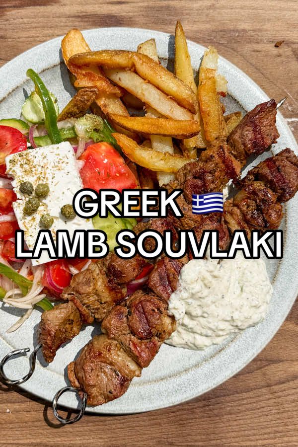 TikTok post by @primalgourmet for Traeger Grills. Caption reads: Greek Lamb Souvlaki… juicy, tender and packed with....