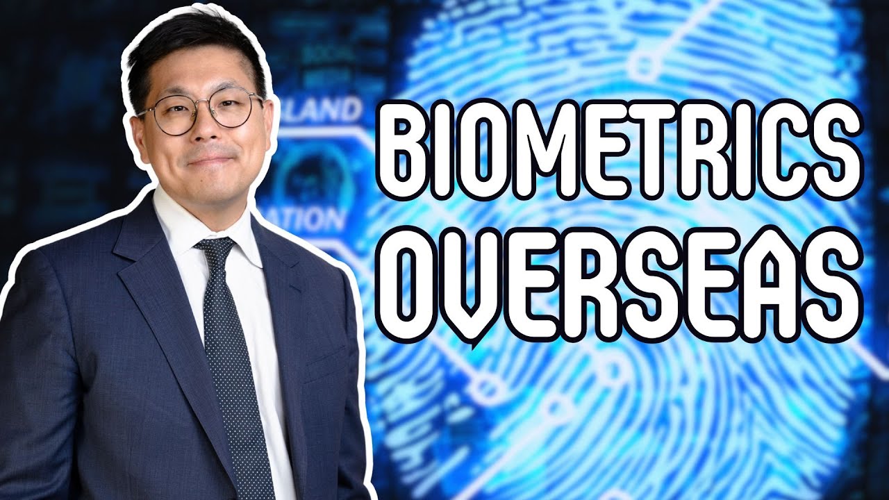 YouTube post by @TsangAssociatesPLC for Yelp. Caption reads: Biometrics Overseas for "Abandoned" Green Card.