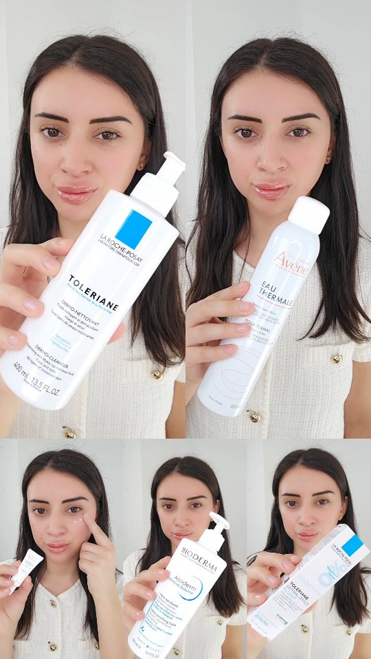 Instagram post by @probemosjuntas for MiraVia. Caption reads: ✨ Mi rutina de skincare para dermatitis atópica....