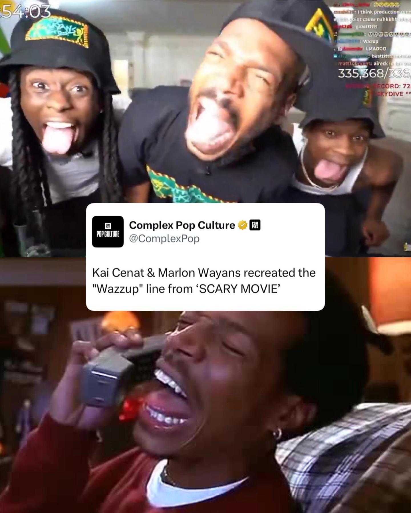 Instagram post by @marlonwayans for Complex. Caption reads: Marlon Wayans is delivering gold on Kai Cenat’s....
