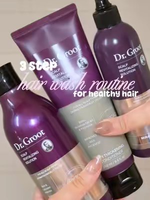 TikTok post by @naomikaylaa for Dr. Groot Hair. Caption reads: [...] for healthy & shiny hair 💜✨ @Dr. Groot Hair....